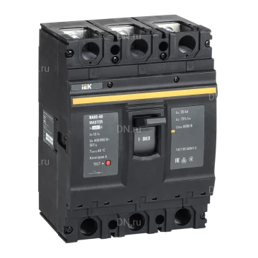 Автоматический выключатель в литом корпусе трехполюсный IEK MASTER BA 88-40 400А 35кА сила тока 400А, отключающая способность 35кА SVA50-3-0400-02