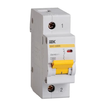Автоматический выключатель модульный однополюсный IEK KARAT ВА47-100MA 1P (D) 32А 10кА, сила тока 32А, тип расцепителя D, отключающая способность 10кА MVA43-1-032-D