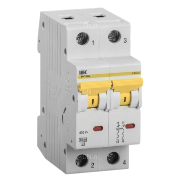 Автоматический выключатель модульный двухполюсный IEK KARAT ВА47-60M 2P (C) 20А 6кА, сила тока 20А, тип расцепителя C, отключающая способность 6кА MVA31-2-020-C