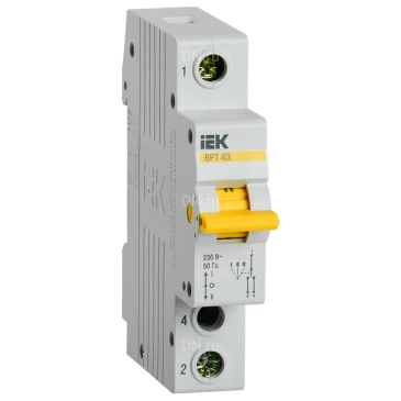Выключатель-разъединитель IEK ВРТ-63 1P трехпозиционный, рабочий ток 50А MPR10-1-050