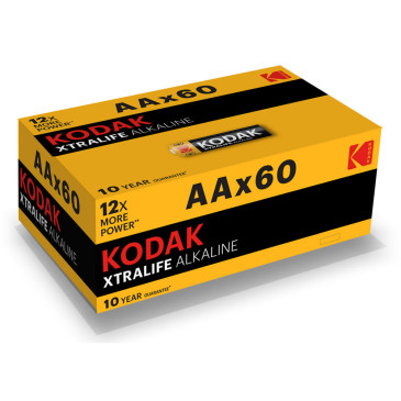 Батарейки KODAK XTRALIFE Alkaline количество - 60, размер - AA, COLOUR BOX