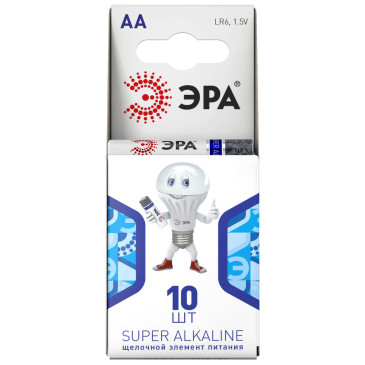 Батарейки ЭРА SUPER Alkaline количество - 10, размер - AA, емкость - 2.85 Ач