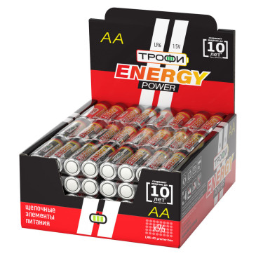 Батарейки ТРОФИ ENERGY POWER Alkaline количество - 96, promo-box, размер - LR6, емкость - 0.028 Ач