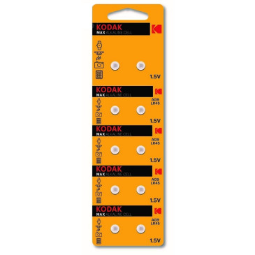 Батарейки KODAK Max Button Cell количество - 10, размер - LR45