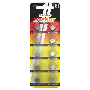 Батарейки ТРОФИ Energy Power количество - 10, размер - LR48, емкость - 0.06 Ач