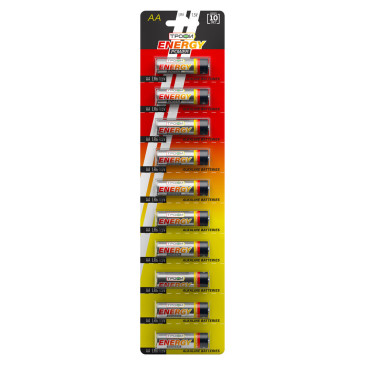 Батарейки ТРОФИ ENERGY POWER Alkaline количество - 10, strip, размер - LR6, емкость - 2.75 Ач