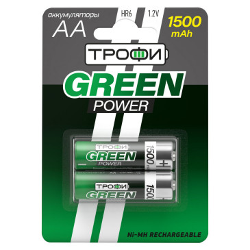 Аккумуляторы ТРОФИ Green Power количество - 2, размер - AA, емкость - 1.5 Ач