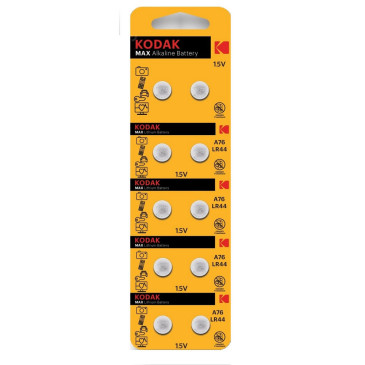 Батарейки KODAK Max Button Cell количество - 10, размер - LR44