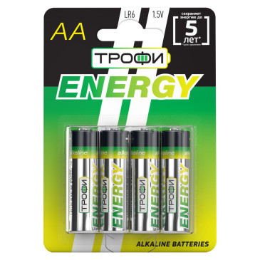 Батарейки ТРОФИ ENERGY Alkaline количество - 4, размер - LR6, емкость - 2.75 Ач