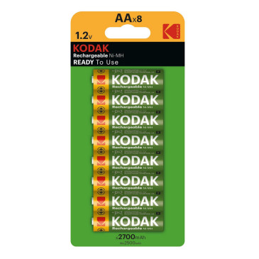 Аккумуляторы KODAK NiMH количество - 8, размер - AA, емкость - 2700 Ач, никель-металлгидридный 
