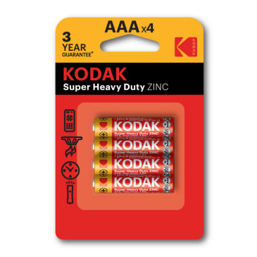 Батарейки KODAK SUPER HEAVY DUTY Zinc количество - 4S, размер - AAA