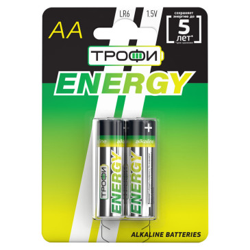 Батарейки ТРОФИ ENERGY Alkaline количество - 2, размер - LR6, емкость - 2.75 Ач