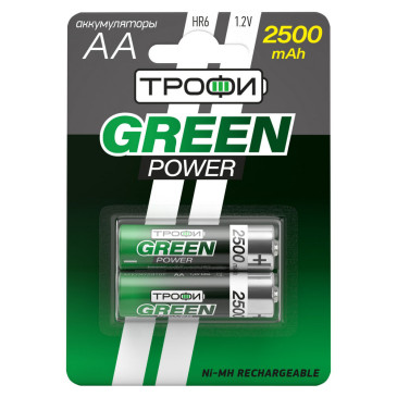 Аккумуляторы ТРОФИ Green Power количество - 2, размер - AA, емкость - 2.5 Ач