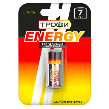 Батарейки ТРОФИ ENERGY POWER Alkaline количество - 1, размер - LR1, емкость - 2.6 Ач