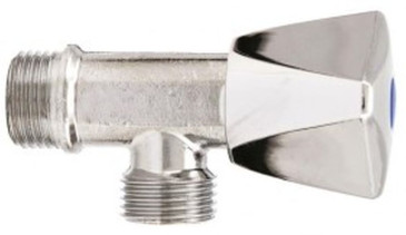 Вентиль ITAP 488 1/2″x1/2″ Ду15x15 Pу16 угловой, для стиральных машин, корпус - хромированная латунь, хромированная пластиковая ручка, резьбовое соединение - наружная-наружная