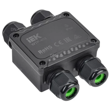 Коробка распределительная IEK WTP-403, герметичная, количество вводов - 4шт, IP68, 450В, упаковка - 1шт. UWB10-H-450-41-04-68