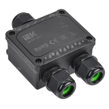 Коробка распределительная IEK WTP-401, герметичная, количество вводов - 3шт, IP68, 450В, упаковка - 1шт. UWB10-Y-450-41-03-68