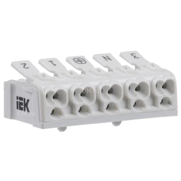 Клемма соединительная IEK КСПн5-3L+N+PE 0.5-2.5 мм2, количество полюсов - 5, материал изоляции - термопласт, пружинная, упаковка - 100шт. UKZ-B06-5P-F1-E0-10