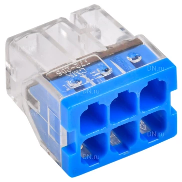Клемма строительно-монтажная IEK СМК 772-206 450В, 24А, зажимов - 6шт., количество - 100шт., цвет - голубой UKZ30-206-001