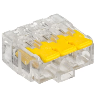 Клемма строительно-монтажная IEK СМК 221-413 450В, 32А, зажимов - 3шт., количество - 1шт., цвет - прозрачный, желтый UKZ60-413