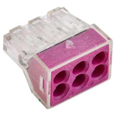Клемма строительно-монтажная IEK СМК 773 400 В, 24 А, зажимов - 6 шт., количество - 1 шт., цвет - розовый