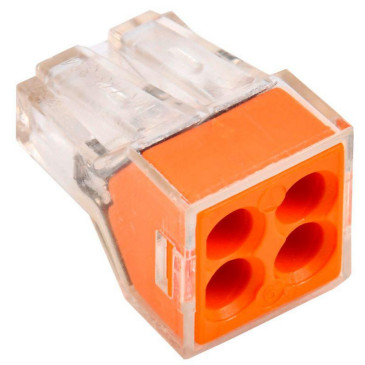 Клемма строительно-монтажная IEK СМК 773 400 В, 24 А, зажимов - 4 шт., количество - 4 шт., цвет - оранжевый