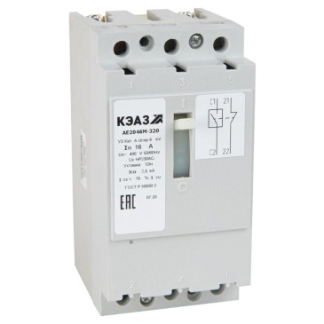 Автоматический выключатель трехполюсный КЭАЗ АЕ2046М 31.5 А, сила тока 31.5 A