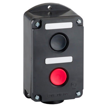 Пост кнопочный КЭАЗ ПКЕ-2222 черная и красная кнопки, 10А, IP54, У2