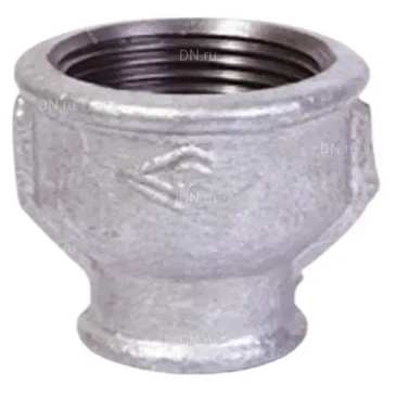Муфта переходная Китай 2 1/2″х1″ Ду65х25 внутренняя/внутренняя резьба, корпус - ковкий чугун, оцинкованная