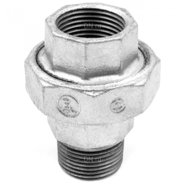 Соединитель (американка) Китай 1.5″ Ду40 прямой, корпус - ковкий чугун, оцинкованный, внутренняя/наружная резьба, уплотнительная прокладка Соединитель (американка) Китай 1.5″ Ду40 прямой, корпус - ковкий чугун, оцинкованный, внутренняя/наружная резьба, уплотнительная прокладка
