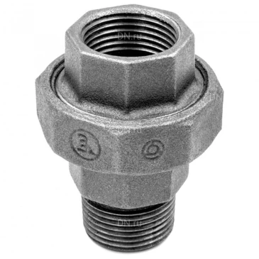 Соединитель (американка) Китай 1.5″ Ду40 прямой, корпус - ковкий чугун, внутренняя/наружная резьба, уплотнительная прокладка Соединитель (американка) Китай 1.5″ Ду40 прямой, корпус - ковкий чугун, внутренняя/наружная резьба, уплотнительная прокладка