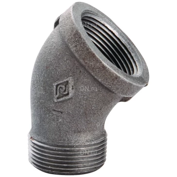 Угольник Китай 1/2″ Ду15 45° корпус - ковкий чугун, внутренняя/наружная резьба