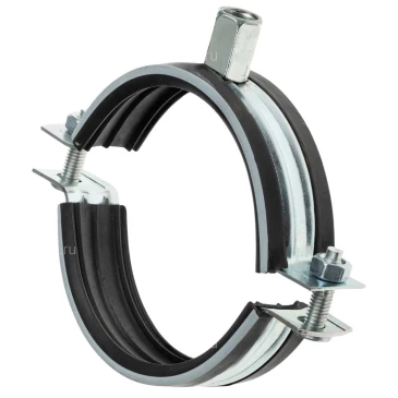 Хомут SHUFT HV160SRPCOM Ду160 для воздуховода, с резиновым профилем (гайка), материал корпуса - оцинкованная сталь, гайка М8/М10, боковой крепежный винт 6х22мм, гайка М6
