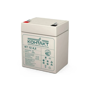 Аккумуляторная батарея КОНТАКТ КТ 12-4,5 90х70х107мм, напряжение - 12В, емкость - 4.5Ач, тип клеммы - F1