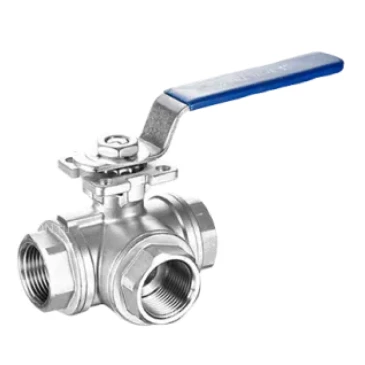 Кран шаровой САГА S-BMTT40-6 Ду40 Ру63 стандартнопроходной трехходовой T-тип разборный, нержавеющая сталь AISI316, уплотнение - PTFE/RPTFE/PPL, внутренняя резьба, ручка-рычаг