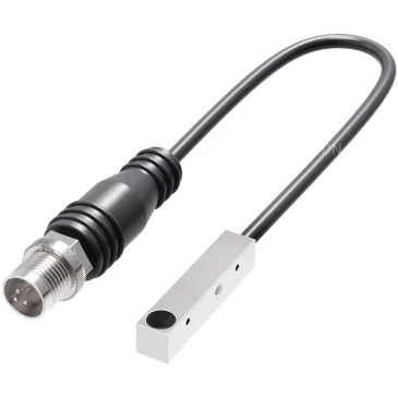 Датчик индуктивный LANBAO LE05VF08DPO-F1 прямоугольный, монтаж - заподлицо, расстояние срабатывания - 0.8мм, тип выходного сигнала - PNP NO, соединение - кабель 0,2 м с разъемом 0,2м, материал корпуса - алюминий, IP67