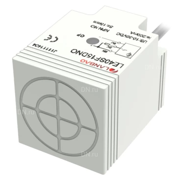 Датчик индуктивный LANBAO LE40SN20DNR прямоугольный, монтаж - незаподлицо, расстояние срабатывания - 20мм, тип выходного сигнала - NPN NO+NC, соединение - кабель 2м, материал корпуса - пластик, IP67