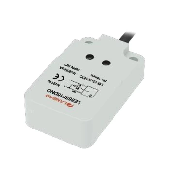 Датчик индуктивный LANBAO LE68SF22DNCY прямоугольный, монтаж - заподлицо, расстояние срабатывания - 22мм, тип выходного сигнала - NPN NC, соединение - кабель 2м, материал корпуса - пластик, IP67