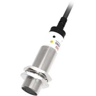 Датчик оптический LANBAO PR18-BC10ATO, цилиндрический корпус, диффузный, выход реле, питание - 20-250В, кабель - 2м, IP67, расстояние срабатывания - 100мм, материал корпуса - латунь никелированная