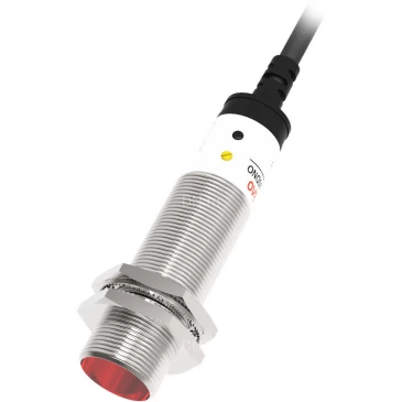 Датчик оптический LANBAO PR18-YC10DNR, цилиндрический корпус, диффузный, выход NPN, питание - 12-24В, кабель - 2м, IP67, расстояние срабатывания - 100мм, материал корпуса - латунь никелированная