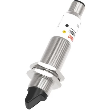 Датчик оптический LANBAO PR18G-BC40DNC-E2, цилиндрический корпус, диффузный, выход NPN, питание - 12-24В, разъем M12, IP67, расстояние срабатывания - 400мм, материал корпуса - латунь никелированная