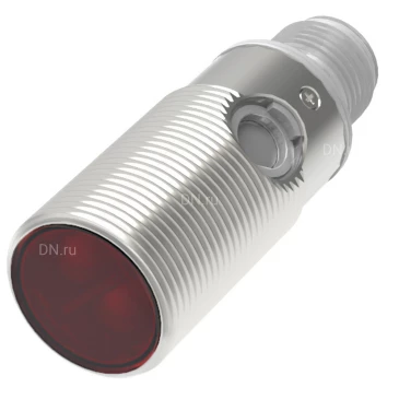 Датчик оптический LANBAO PSM-YC10DNBR-E2, цилиндрический корпус, диффузный, выход NPN, питание - 12-24В, разъем M12, IP67, расстояние срабатывания - 100мм, материал корпуса - латунь никелированная