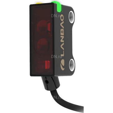 Датчик оптический LANBAO PST-YR16DNCR, прямоугольный корпус, диффузный, выход NPN, питание - 12-24В, кабель - 2м, IP67, расстояние срабатывания - 16мм, материал корпуса - пластик