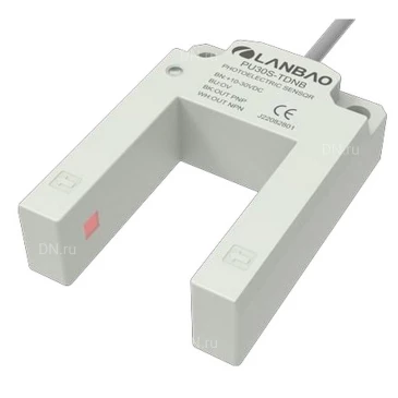 Датчик щелевой LANBAO PU30S-TDFB, выход PNP/NPN, питание - 12-24В, кабель - 2м, IP64, расстояние срабатывания - 30мм, материал корпуса - нержавеющая сталь