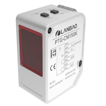 Датчик лазерный LANBAO PTG-CM15SK диапазон измерения 0.05-15м, тип выходного сигнала 2 релейных, кабель 2м, 24-240В, IP65