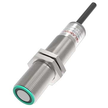 Датчик ультразвуковой LANBAO UR18-CM1DPB, расстояние срабатывания - 60-1000мм, тип выходного сигнала - PNP, кабель PVC 2м, корпус - латунь никелированная, IP67