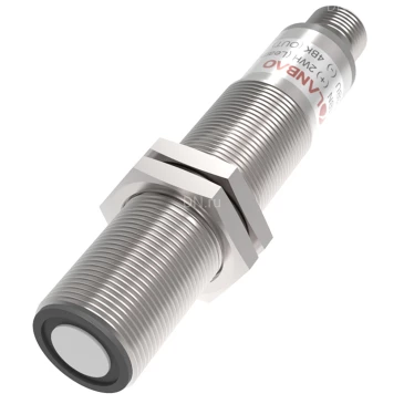 Датчик ультразвуковой LANBAO UR18-CM1D2PB-E5, расстояние срабатывания - 60-1000мм, тип выходного сигнала - 2 PNP, разъем M12 5-pin, корпус - латунь никелированная, IP67