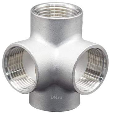 Крестовина LEADTEK 1/2″ Ду15 Ру16, корпус - нержавеющая сталь AISI304 (CF8), присоединение - внутренняя резьба