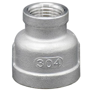 Муфта переходная LEADTEK 2х1″ Ду50х25 Ру16, корпус - нержавеющая сталь AISI304 (CF8), присоединение - внутренняя / внутренняя резьба