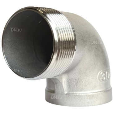 Отвод LEADTEK 90° 1 1/2″ Ду40 Ру16, корпус - нержавеющая сталь AISI304 (CF8), присоединение - наружная / внутренняя резьба